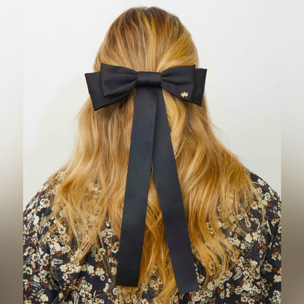 NWT LeLe Sadoughi Women’s Jet Jane Hair Bow Barrett in Black.